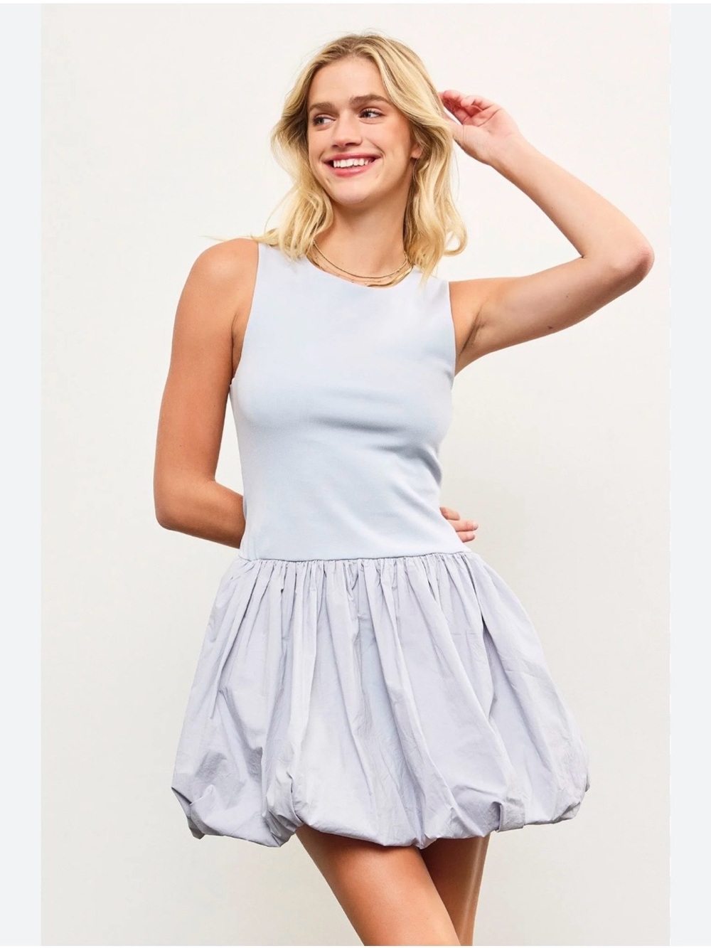 Mustard Seed Pale Blue Sleeveless Mini bubble Dress- NWT
